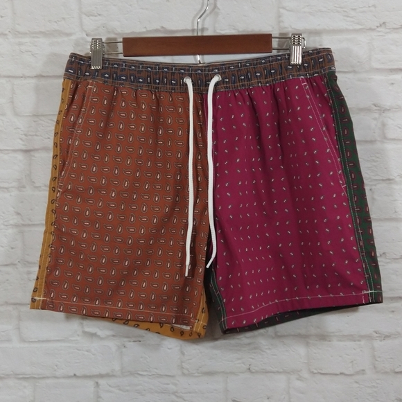 E J.Crew Multi Color Paisley Print 6" Stretch Swim Trunk Shorts NWT Size M - Picture 3 of 11